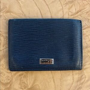 Salvatore Ferragamo Textured Blue Wallet